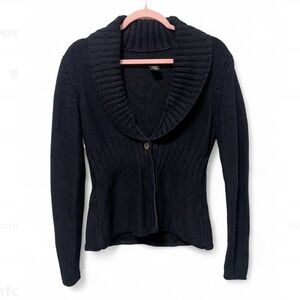 Vintage Y2K Thick Chunky Knit Black Babydoll Calvin Klein Whimsygoth Cardigan